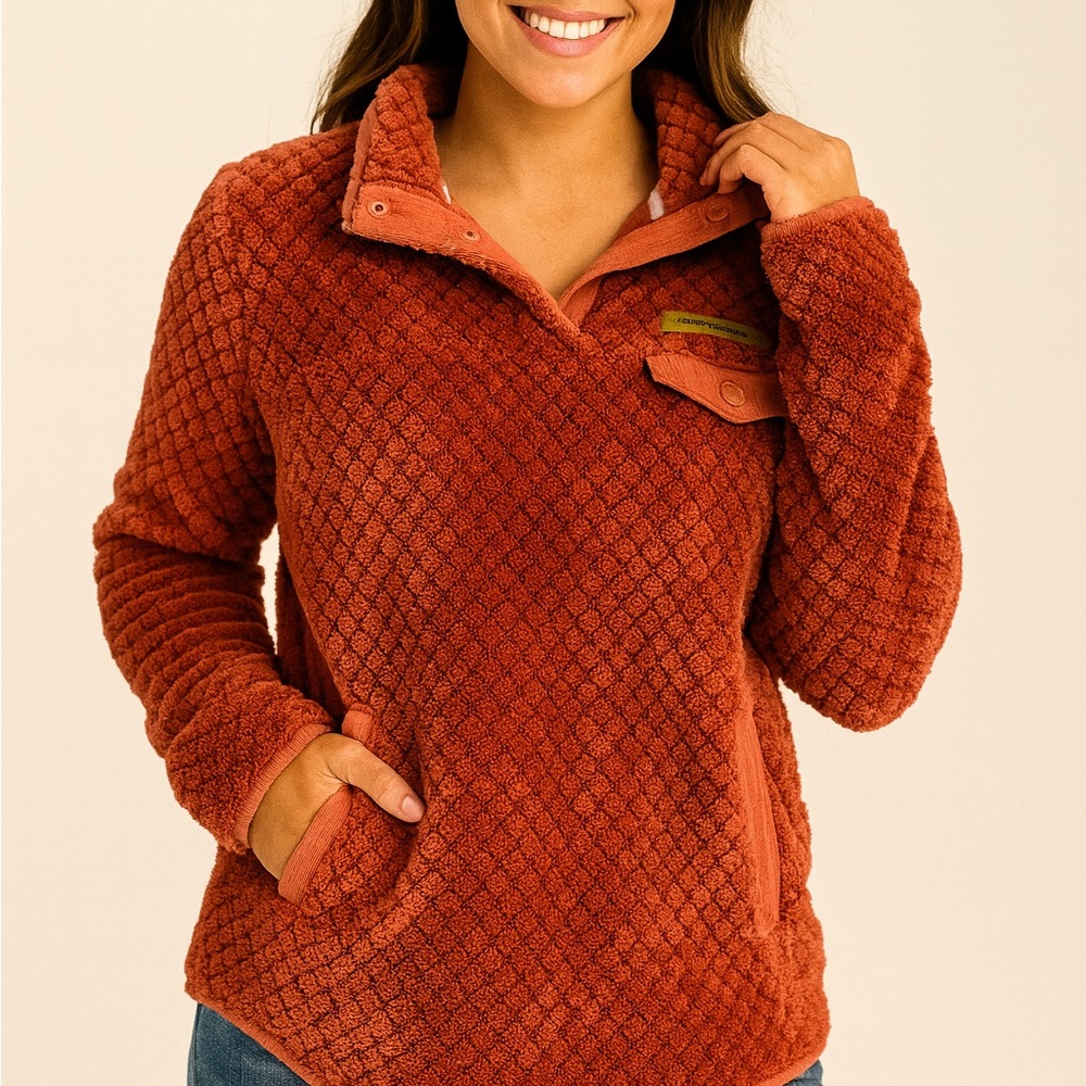 Simply Southern Orange Textured Fleece Pullover